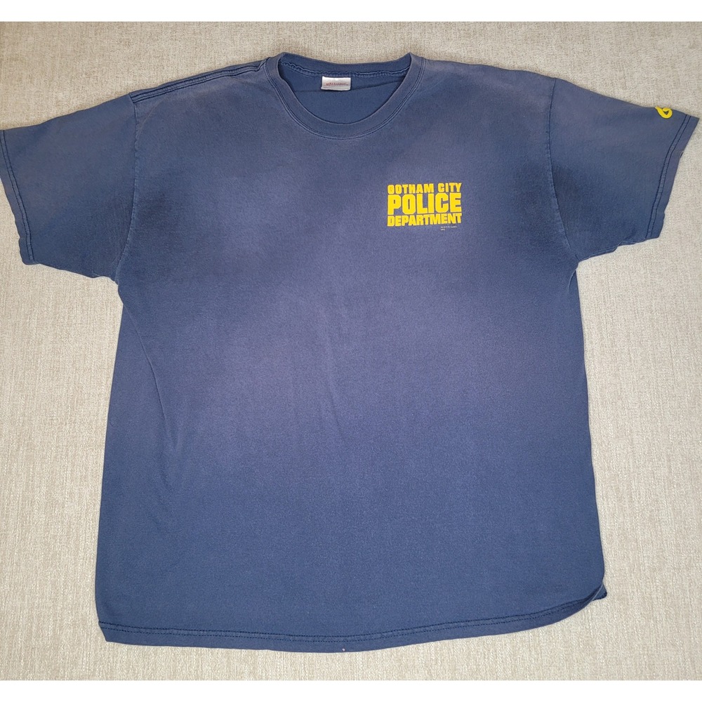 Hanes Gotham City Police Department Men XL Blue GCPD SWAT Batman Graphitti Shirt